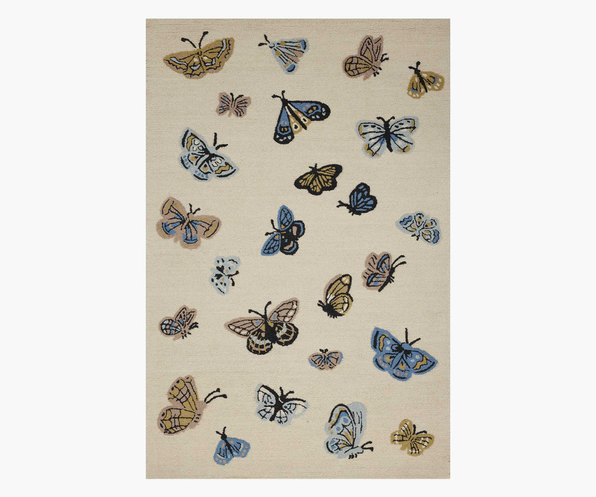 Highgrove Butterfly House Wool Hooked Rug - Cream