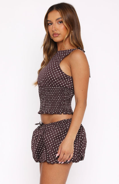 Runaway Heart Mini Skort Chocolate Polka Dot