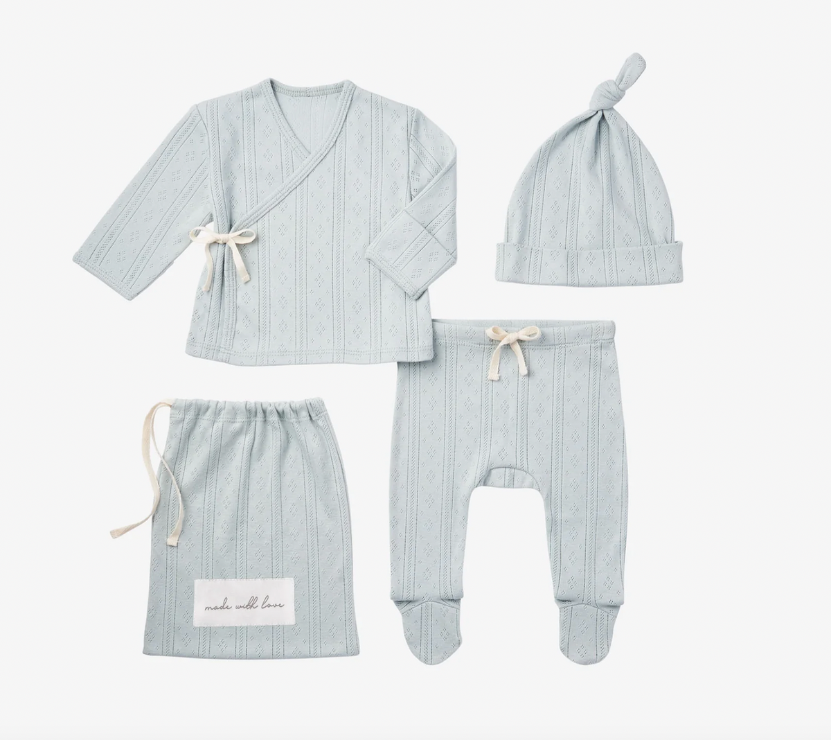 PALE BLUE POINTELLE LAYETTE GIFT SET