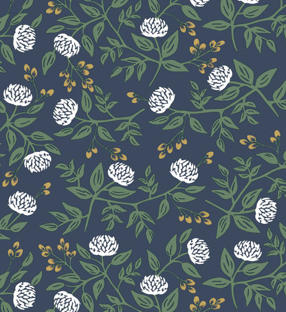 Peonies Peel & Stick Wallpaper - Navy