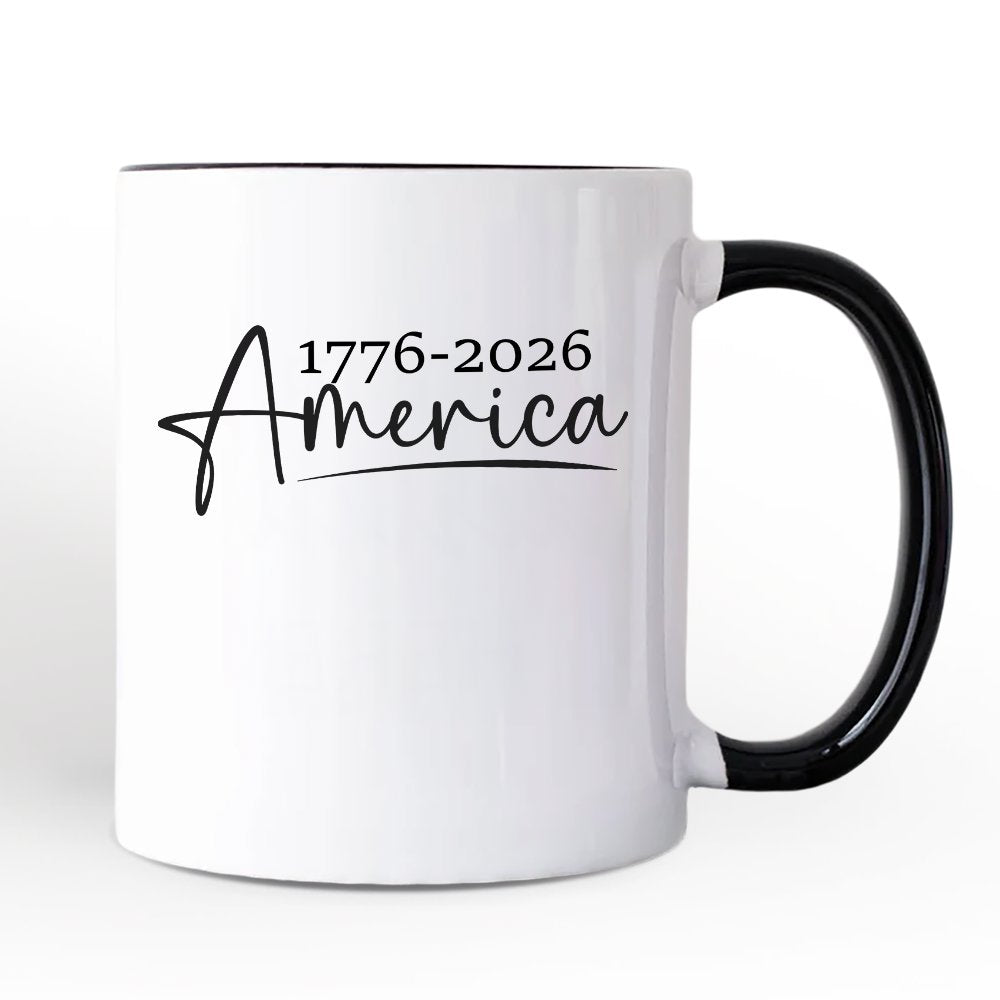 250 Years American Anniversary Personalized Mug, 4th of July Minimalistic Patriotic 1776–2026 Gift with Custom Name