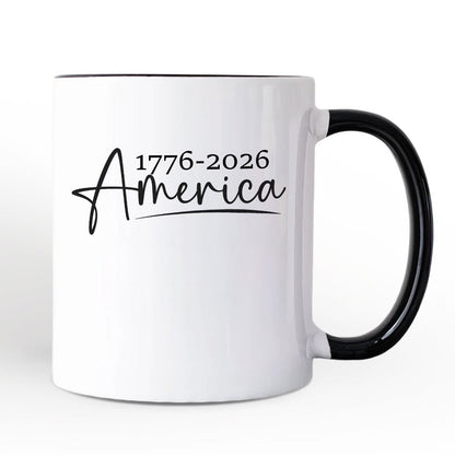 250 Years American Anniversary Personalized Mug, 4th of July Minimalistic Patriotic 1776–2026 Gift with Custom Name