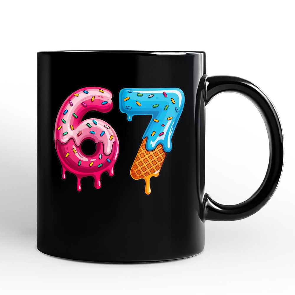 67 Ice Cream Drip Personalized Mug, Six Seven Colorful Sprinkles Meme Gift with Custom Name
