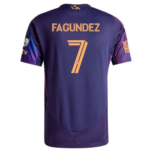 adidas Diego Fagundez LA Galaxy Authentic Away Jersey w/ MLS + Apple TV + RBC Sponsor 25/26 (Purple) | SoccerWearhouse