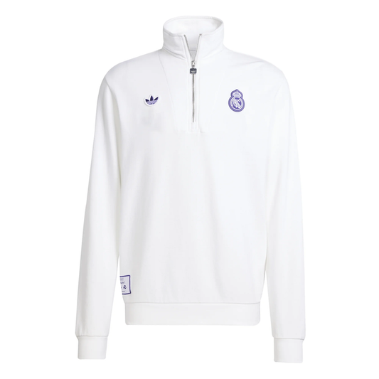 adidas Real Madrid 2025 Icon Half Zip Top Jacket (White) | SoccerWearhouse