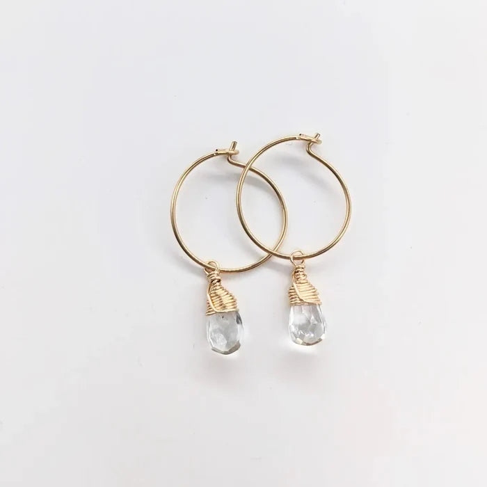 Aqua Quartz Mini-Hoop Earrings- Assorted