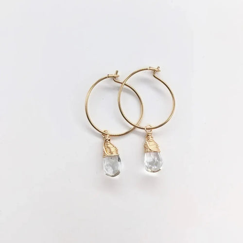 Aqua Quartz Mini-Hoop Earrings- Assorted