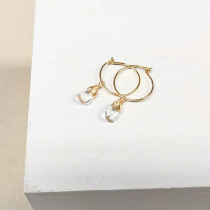 Aqua Quartz Mini-Hoop Earrings- Assorted