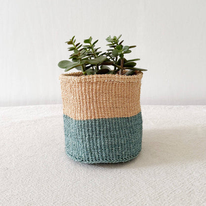 Aquamarine Sisal Basket (6”x 6”)