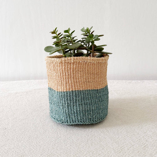 Aquamarine Sisal Basket (6”x 6”)