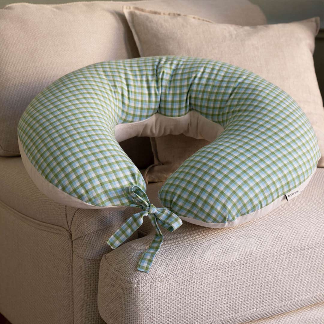 Avery Row Nursing Pillow - Greenhouse Gingham