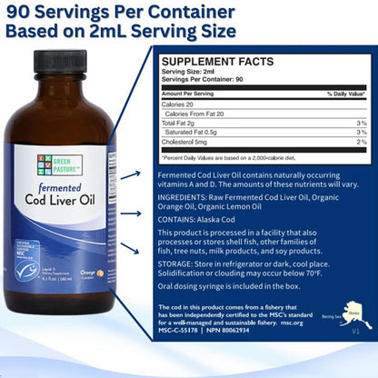 Azure Green Pasture Fermented Cod Liver Oil 6.1oz