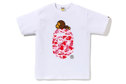 BAPE ABC CAMO MILO ON BIG APE TEE M WHITE X PINK