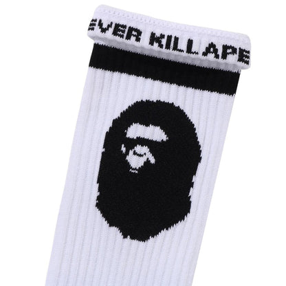 BAPE APE HEAD LINE SOCKS M WHITE
