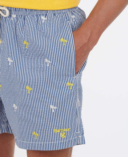 Barbour Sundbuxur - Palm Stripe Swim Short - Navy - Kormákur & Skjöldur
