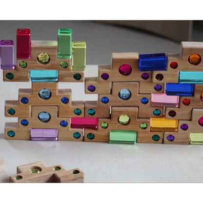 Bauspiel | Colored Gems Staircase With Lucite Blocks 16pcs