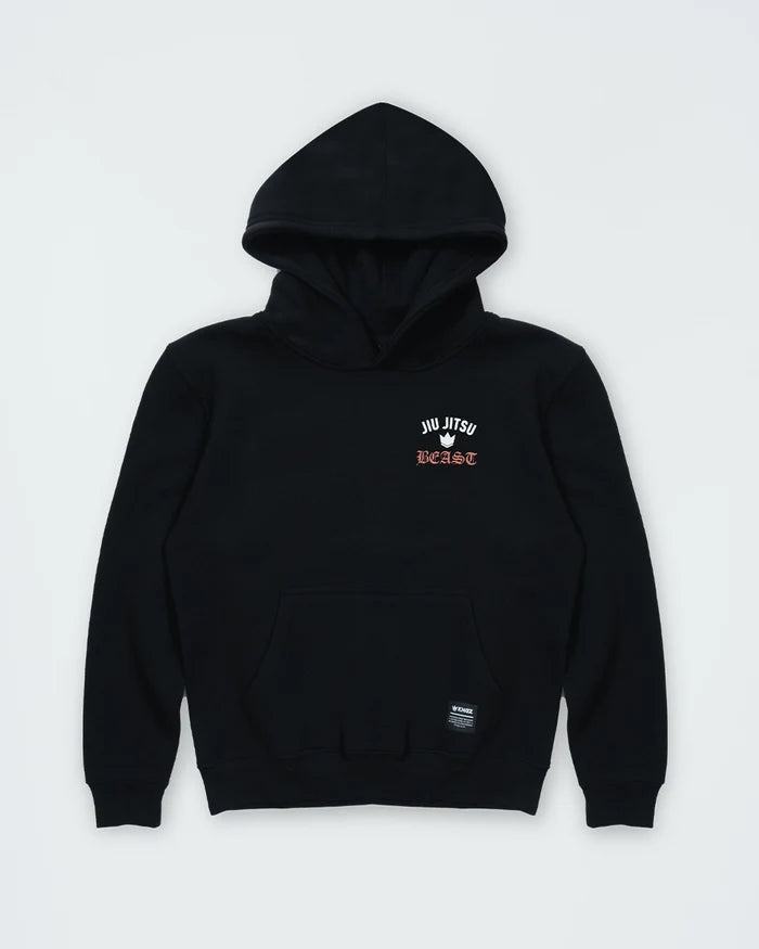 Kingz Beast Youth Hoodie - Front View - Jiu Jitsu Beast Chest Logo - Black - Youth BJJ Training Hoodie [color:Black]