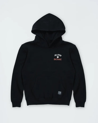 Kingz Beast Youth Hoodie - Front View - Jiu Jitsu Beast Chest Logo - Black - Youth BJJ Training Hoodie [color:Black]