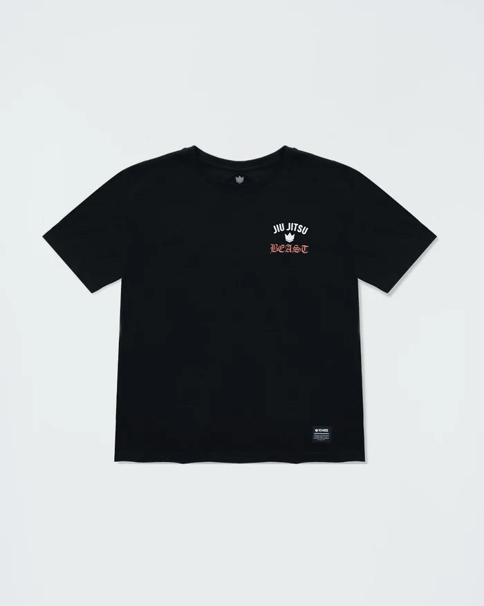 Kingz Beast Youth Tee - Front View - Jiu Jitsu Beast Chest Logo - Black Youth BJJ Training Tee [color:Black]
