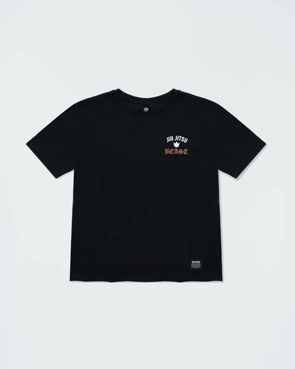Kingz Beast Youth Tee - Front View - Jiu Jitsu Beast Chest Logo - Black Youth BJJ Training Tee [color:Black]
