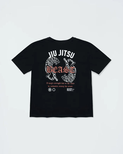 Kingz Beast Youth Tee - Back View - Jiu Jitsu Beast Tiger Graphic - Black Youth BJJ Streetwear Tee [color:Black]