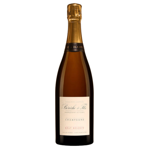 Champagne bottle with gold foil neck and Brut Reserve label