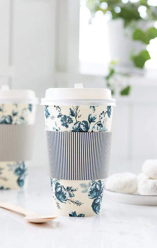 Blue Floral To-Go Cups (8 ct)