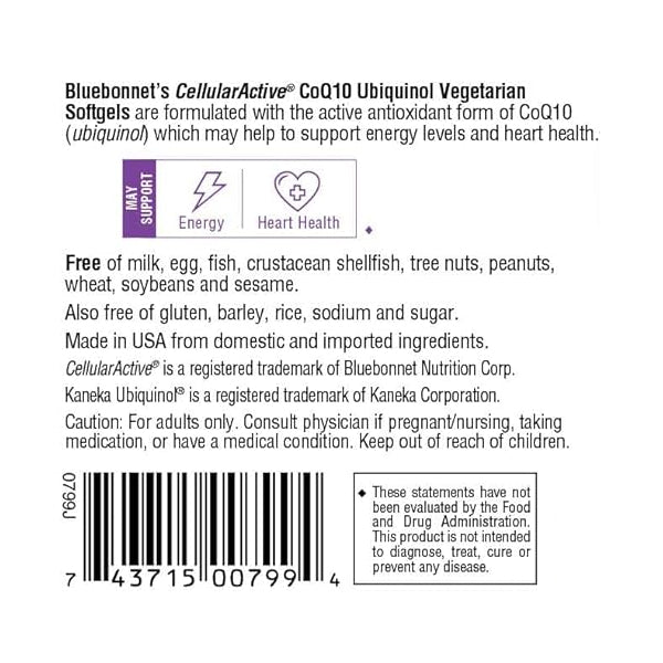 Bluebonnet Cellular Active CoQ10 Ubiquinol 200mg Softgels