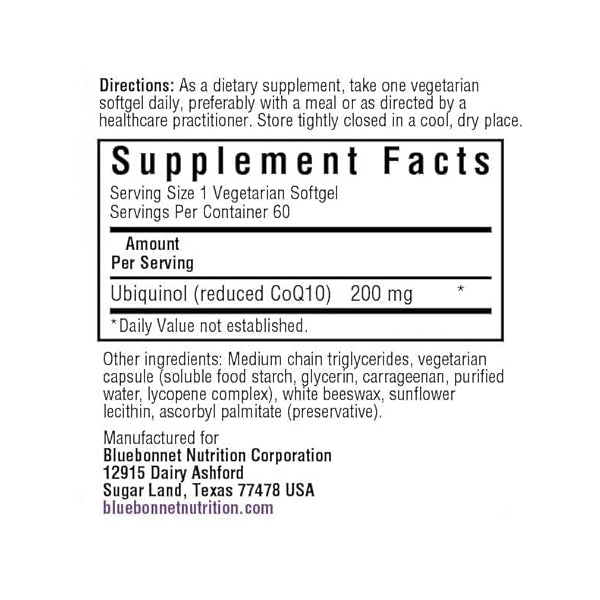 Bluebonnet Cellular Active CoQ10 Ubiquinol 200mg Softgels