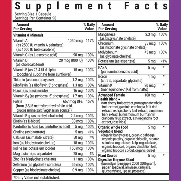 Bluebonnet Ladies One Whole Food Multi Capsules