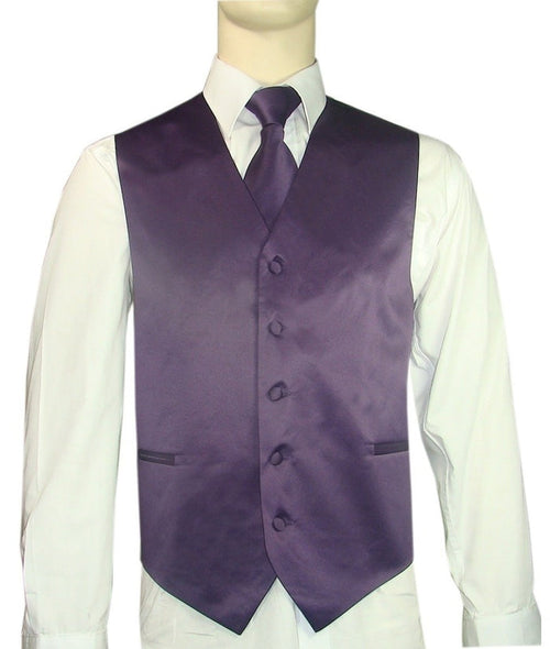 BQ Deep Purple Men's Satin Solid Vest-10BB