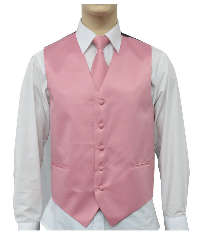 BQ Dusty Rose Men's Satin Solid Vest-10LL