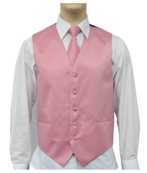 BQ Dusty Rose Men's Satin Solid Vest-10LL