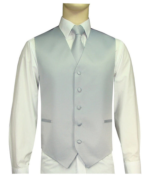 BQ Grey Men's Satin Solid Vest-10G