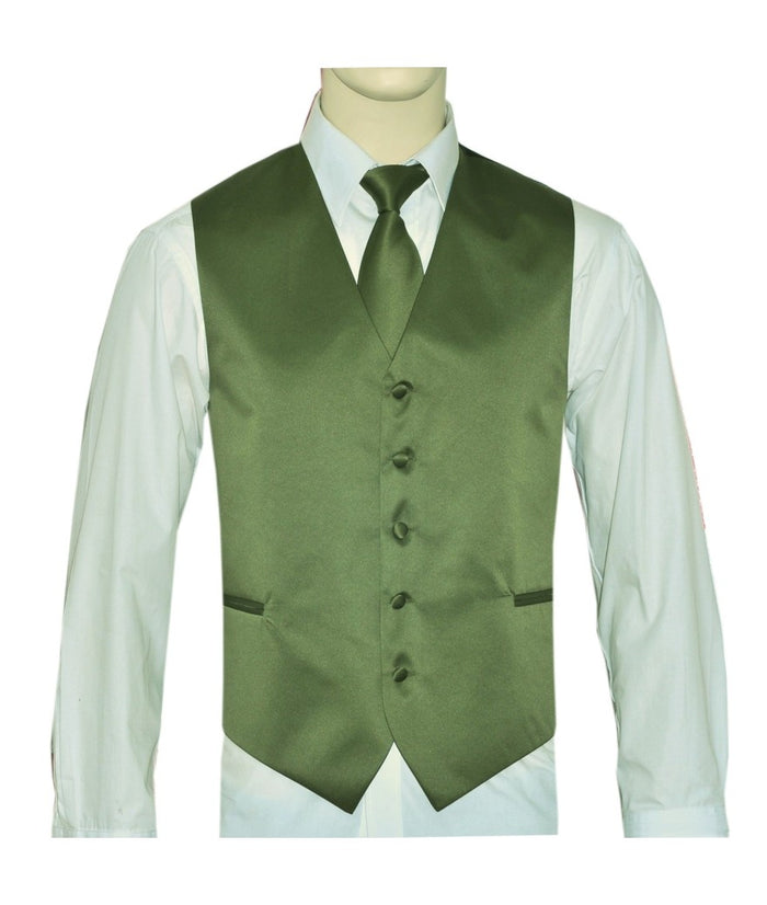 BQ Olive Green Men's Satin Solid Vest-10FF