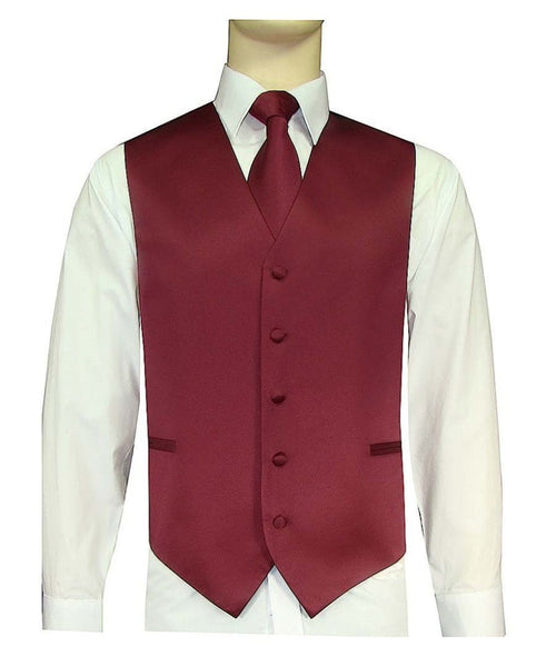 BQ Wine Burgundy Men's Satin Solid Vest-10R