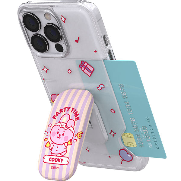 BT21 Official Party Time Click Stand Tok Clear Slim Card Case( iPhone and Galaxy)