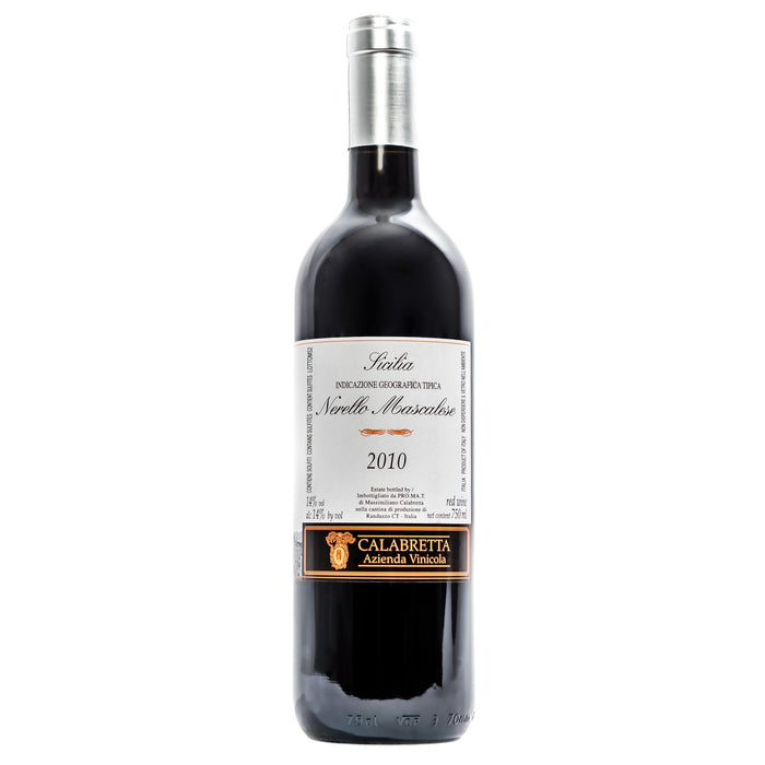 Calabretta Nerello Mascalese red wine bottle, 2010 vintage label