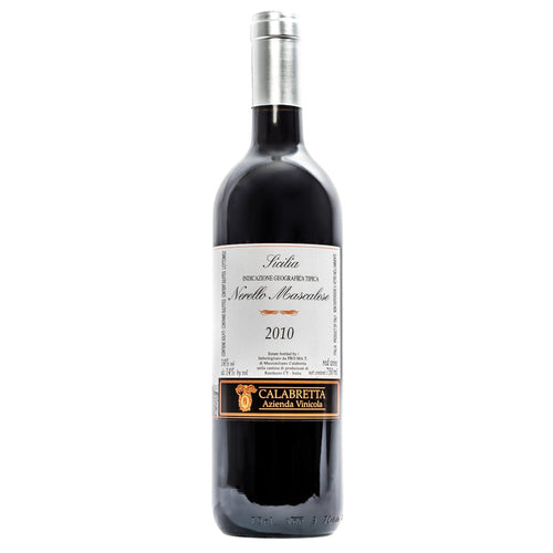 Calabretta Nerello Mascalese red wine bottle, 2010 vintage label