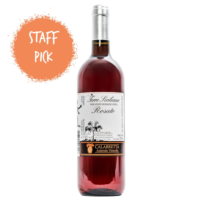 Calabretta Rosato 2025 wine bottle with silver cap and labeled front
