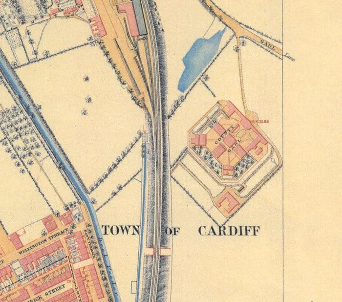 Cardiff Face Mask / Neck Gaiter / Snood with vintage Ordnance Survey map of Cardiff, 1851