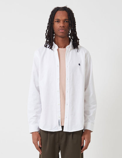 Carhartt-WIP L/S Madison Shirt - White/Dark Navy