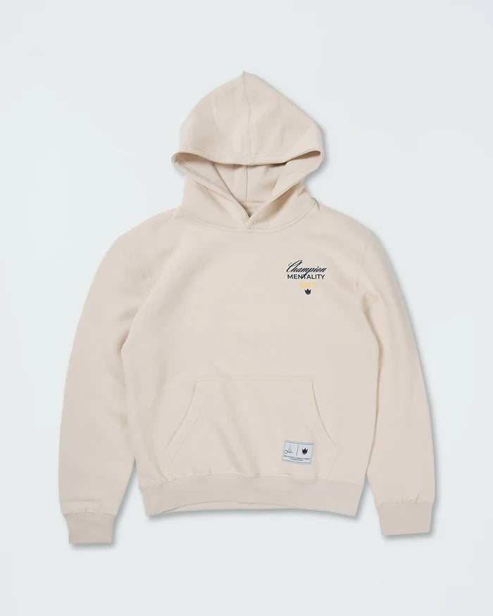 Kingz Champion Youth Hoodie - Front View - Champion Mentality Chest Logo - French Oak - Youth BJJ Hoodie [color:French Oak]