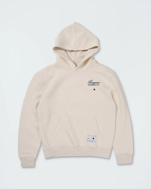 Kingz Champion Youth Hoodie - Front View - Champion Mentality Chest Logo - French Oak - Youth BJJ Hoodie [color:French Oak]
