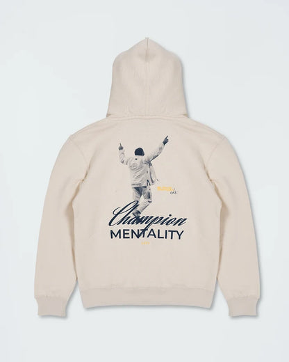 Kingz Champion Youth Hoodie - Back View - Champion Mentality Celebration Graphic - French Oak - Youth BJJ Hoodie [color:French Oak]
