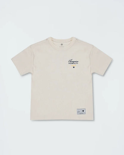 Kingz Champion Youth Tee - Front View - Champion Mentality Chest Script - French Oak Youth BJJ Training Tee [color:French Oak]