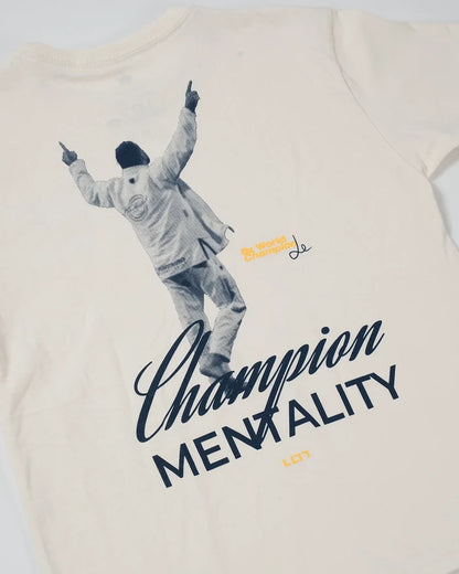 Kingz Champion Youth Tee - Detail Shot - 8x World Champion Back Graphic - French Oak Youth BJJ Streetwear Tee [color:French Oak]