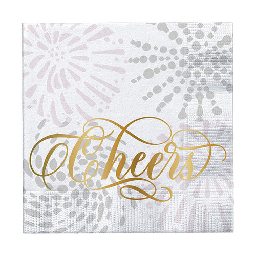 Cheers With Fireworks Beverage Napkin