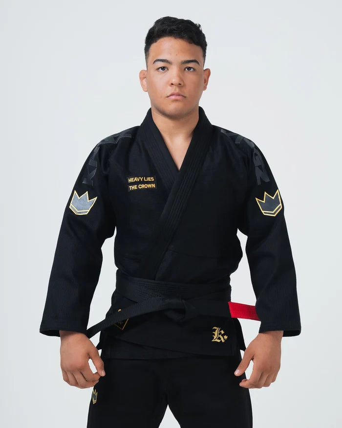 Kingz Comp 450 V6 BJJ Gi Black - 450gsm High Tech Pearl Weave Competition Kimono Front View