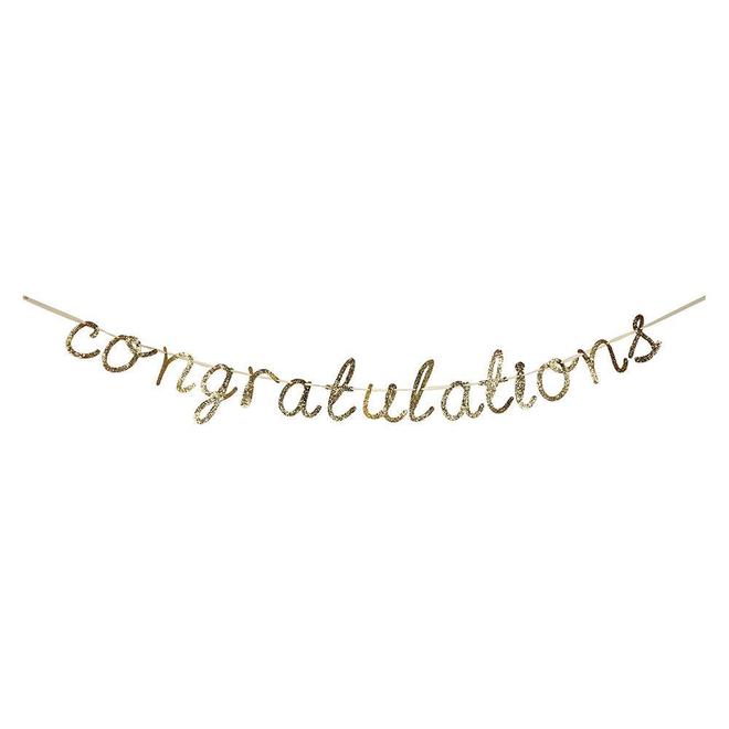 Congratulations Gold Glitter Letters Banner